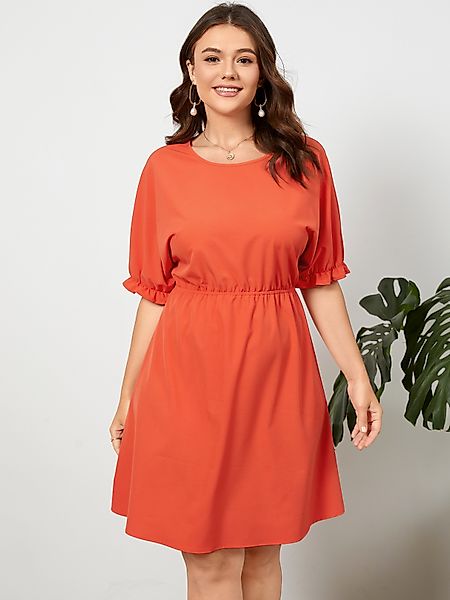 YOINS BASICS Plus Größe Rundhals Halbarm Midi Kleid günstig online kaufen