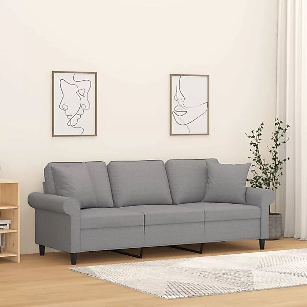 Vidaxl 3-sitzer-sofa Mit Kissen Hellgrau 180 Cm Stoff günstig online kaufen