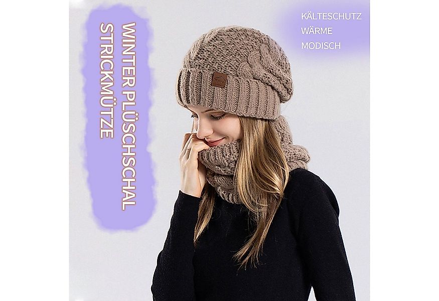Refttenw Strickmütze Damen Warm Strickmütze&Schal Set,Kälteschutz,Plüsch günstig online kaufen