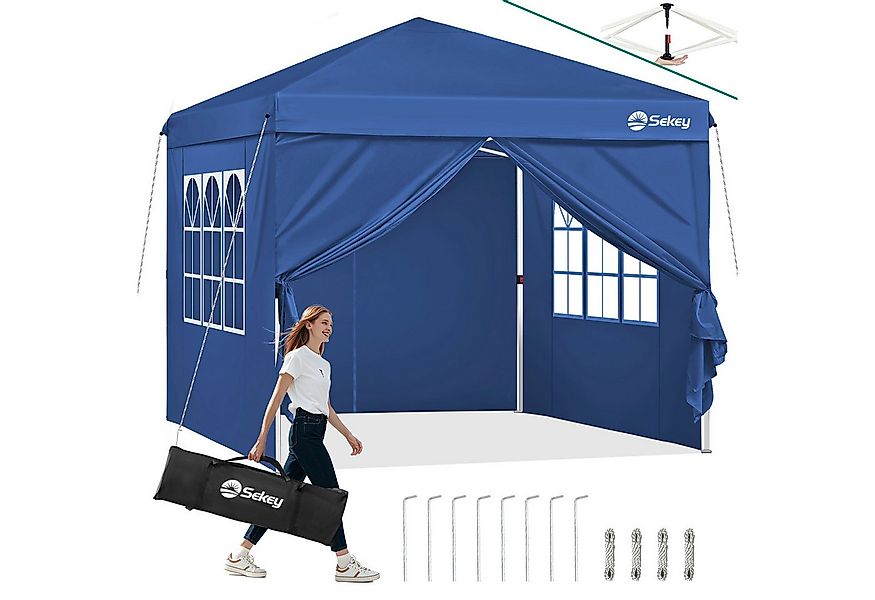 Sekey Faltpavillon 3x3 mit Seitenteilen wasserdicht, Pop Up Pavillon UV-Sch günstig online kaufen