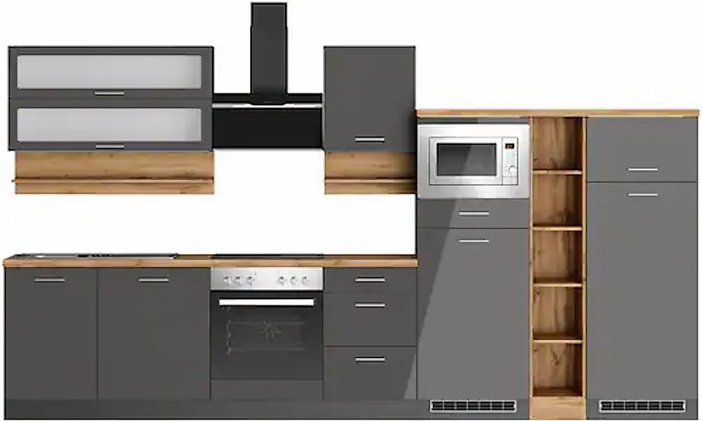 KOCHSTATION Küchenzeile »KS-Milan«, 370 cm breit, robuste Metallauszüge, vi günstig online kaufen