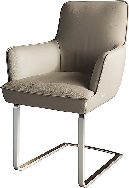 DELIFE Polsterstuhl Heira-Flex, mit Armlehnen Freischwinger flach Edelstahl günstig online kaufen