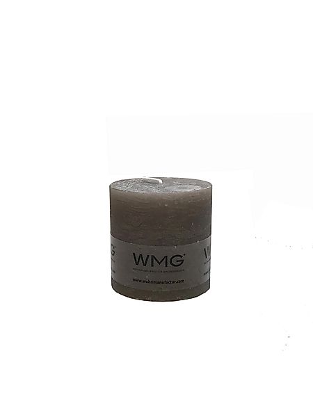 Stumpenkerze Rustikal Höhe 6 cm, Durchmesser 6 cm Grau günstig online kaufen