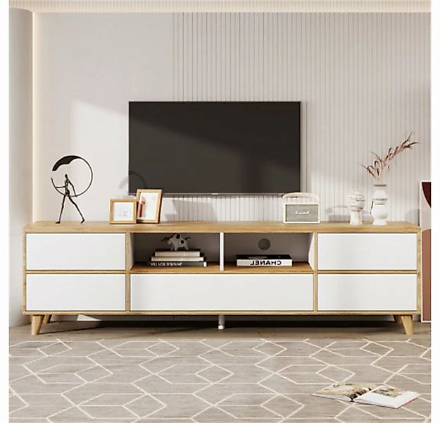 Mia&Coco TV-Schrank TV-Schrank, Lowboard, Wohnzimmermöbel in Weiß und Holzf günstig online kaufen