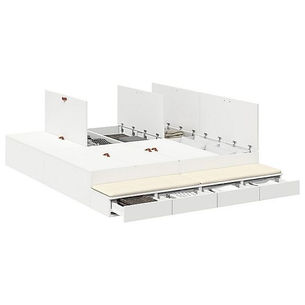 vidaXL Bett Stauraumbettgestell Weiß Holzwerkstoff 236,5 x 200 x 31,5 cm (1 günstig online kaufen