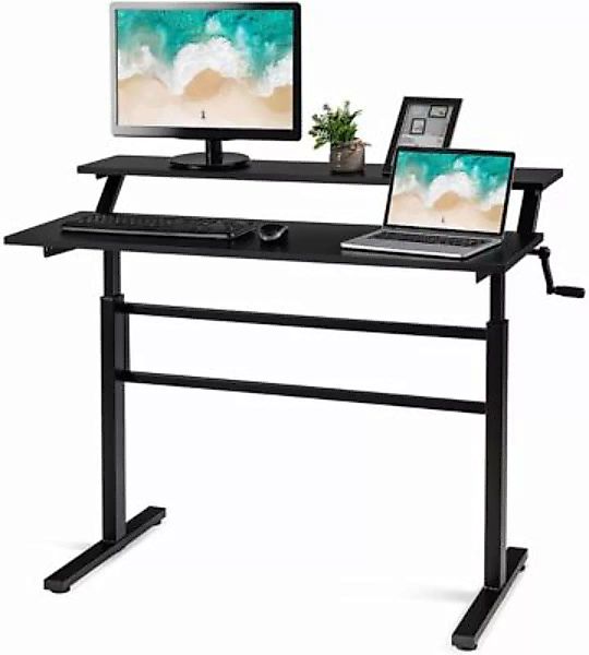 COSTWAY® Sitz-Steh-Schreibtisch höhenverstellbar schwarz günstig online kaufen