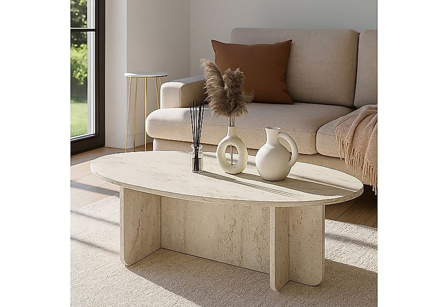 moebel17 Couchtisch Luminous Beige Grau Granitoptik 120x60 cm (Einzeltisch, günstig online kaufen