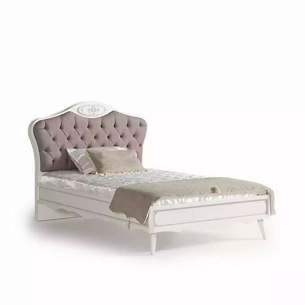 JVmoebel Kinderbett Chesterfield Bett 100 cm Bettrahmen Stoff Luxus Grau Ju günstig online kaufen