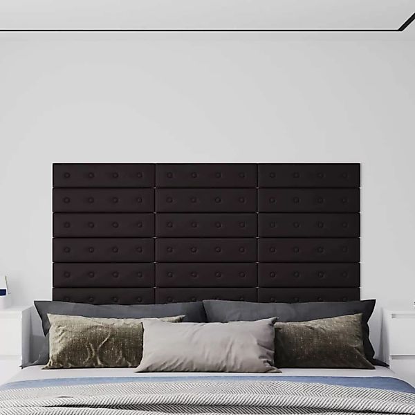 Vidaxl Wandpaneele 12 Stk. Schwarz 60x15 Cm Kunstleder 1,08 M² günstig online kaufen