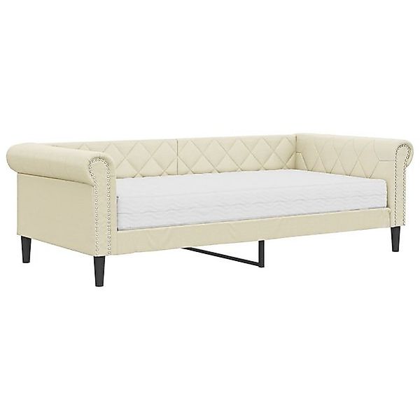 vidaXL Bett, Tagesbett mit Matratze Creme 90x200 cm Kunstleder günstig online kaufen