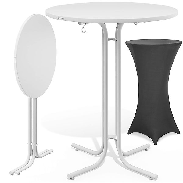Stehtisch Weiß 110x70cm + Stehtischhusse Grau Ø70cm günstig online kaufen