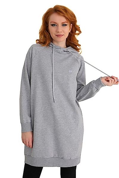 Bongual Sweatkleid Fleece Longpullover mit Kapuze günstig online kaufen