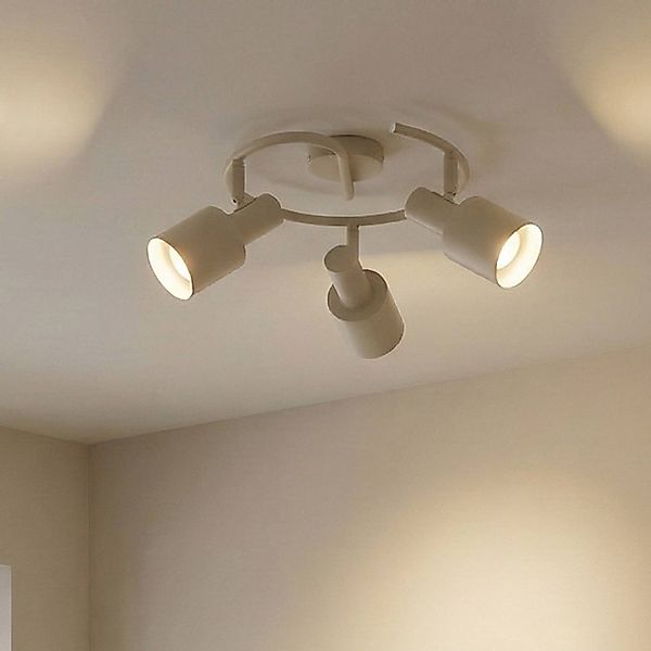 Lindby Deckenstrahler Ovelia, beige, 3-flg., Metall, E27 günstig online kaufen