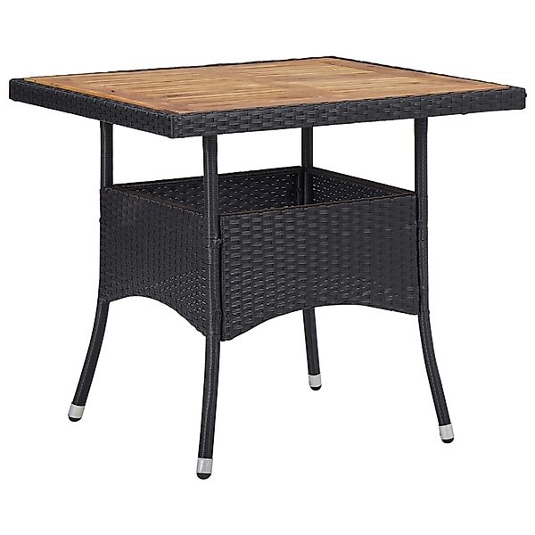 vidaXL Garten-Esstisch Schwarz Poly Rattan und Massivholz Akazie 46171 günstig online kaufen