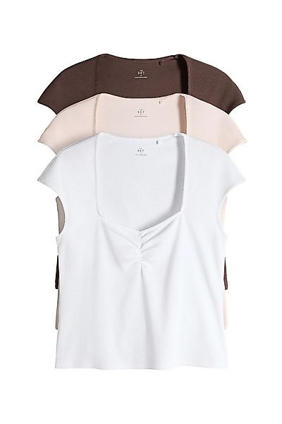 The Set T-Shirt The Set Geraffte T-Shirts, 3er-Pack (3-tlg) günstig online kaufen