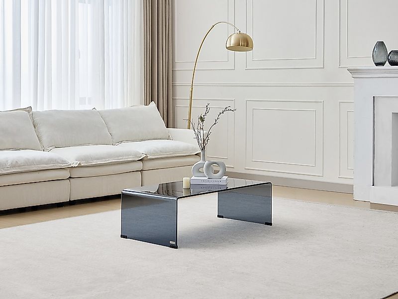 Couchtisch - gebogenes getöntes Sicherheitsglas - Schwarz - ALONZO günstig online kaufen