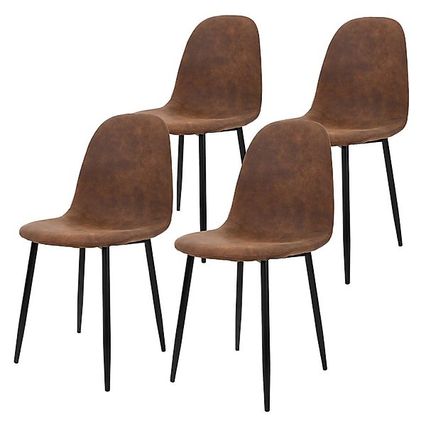 ML-Design 4Er Set Esszimmerstühle Skandinavisches Vintage Polsterstuhl Brau günstig online kaufen