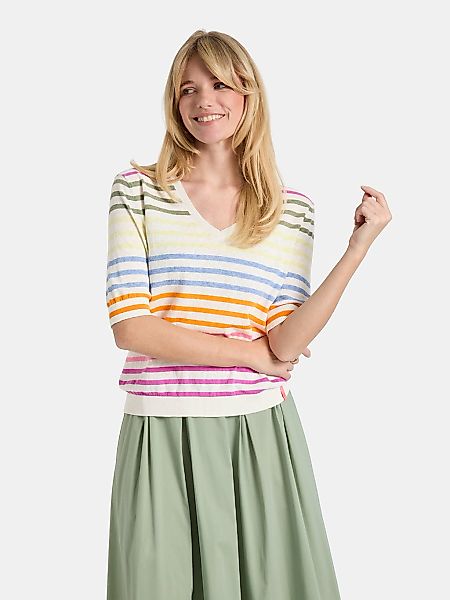 Lieblingsstück Kurzarmpullover "MarvicL" mit V-Ausschnitt, Materialmix mit günstig online kaufen