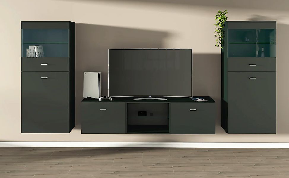 borchardt Möbel Wohnwand "Scala, moderne Mediawand mit Vitrinen und Lowboar günstig online kaufen
