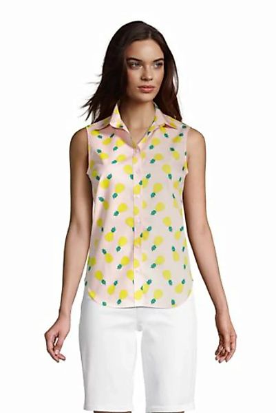 Ärmellose Supima Bügelfrei-Bluse mit Muster, Damen, Größe: XS Normal, Pink, günstig online kaufen