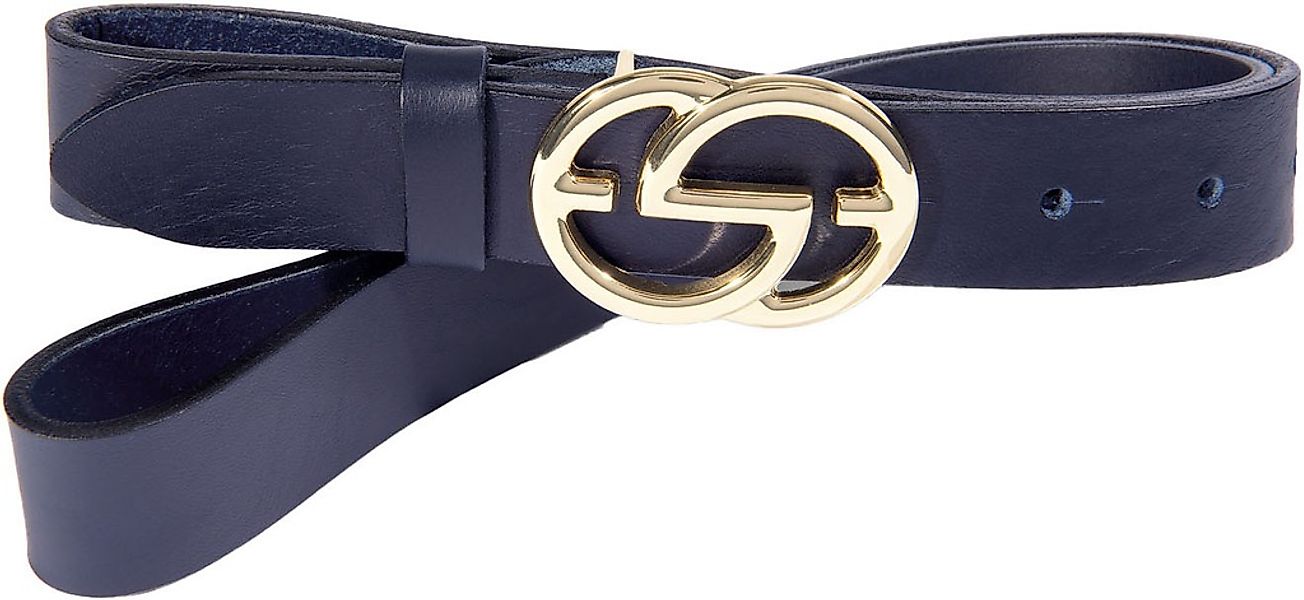 Silbergift Koppelgürtel, mit glänzend polierter goldfarbener grafischer Sch günstig online kaufen