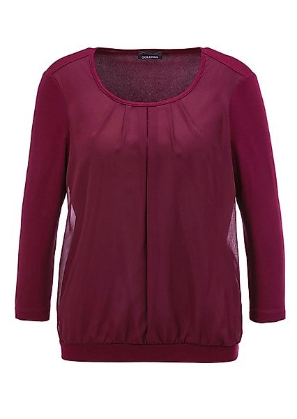 GOLDNER Kurzarmbluse "Kurzgröße Chiffon-Shirt mit 3/4-Arm, Rundhals" keine/ günstig online kaufen
