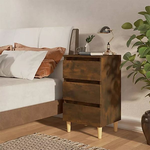 Vidaxl Nachttisch Mit Massivholz-beinen Räuchereiche 40x35x69 Cm günstig online kaufen
