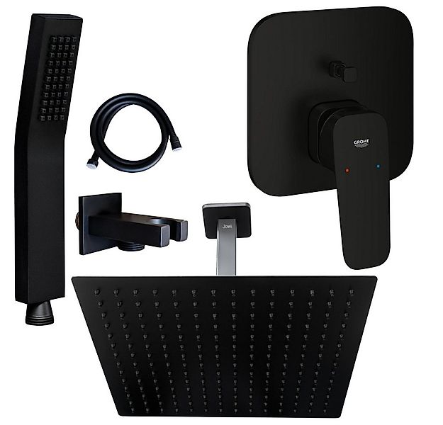Grohe und Jowi Duscharmatur Cubeo Unterputz Mischer, Schwarz, Regendusche, günstig online kaufen