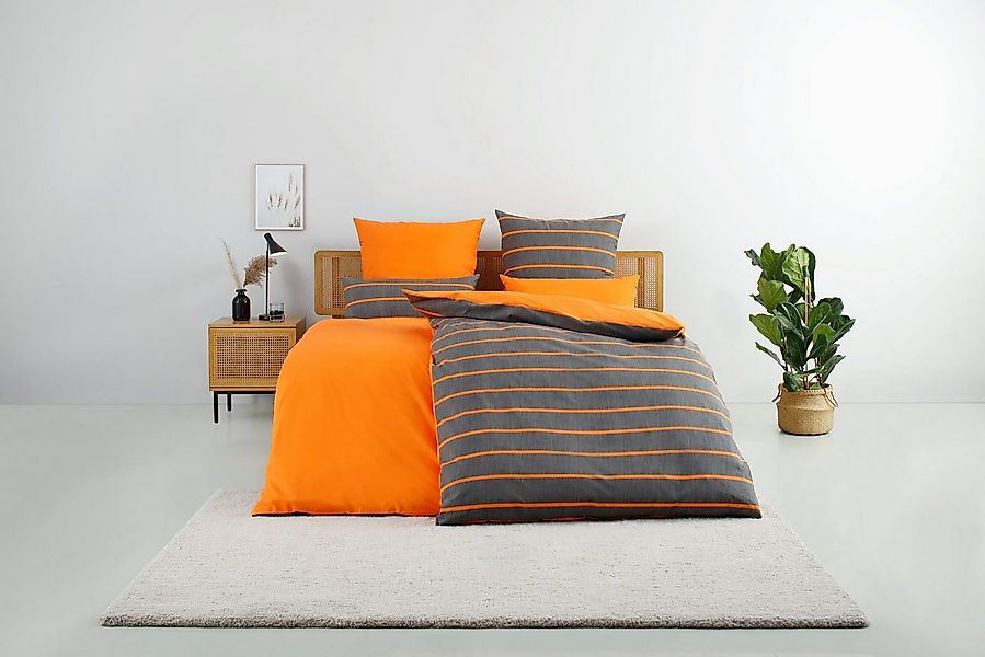 my home Bettwäsche Katja, Linon, 2 teilig, Bettwäsche aus Baumwolle, Bettwä günstig online kaufen