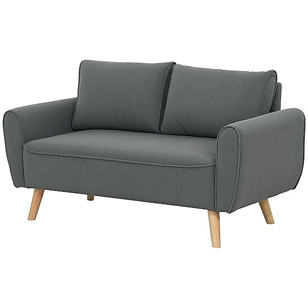 HOMCOM Zweisitzer Sofa mit 2 Kissen, Polstersofa mit 54cm extra tiefen Sitz günstig online kaufen