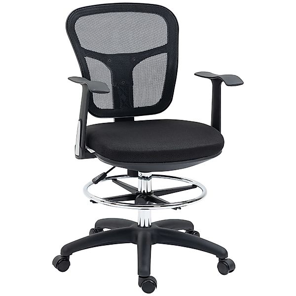 Vinsetto Bürostuhl Mesh 100% Polyester Stahl Schwarz 59L x 59B x 95-115H cm günstig online kaufen