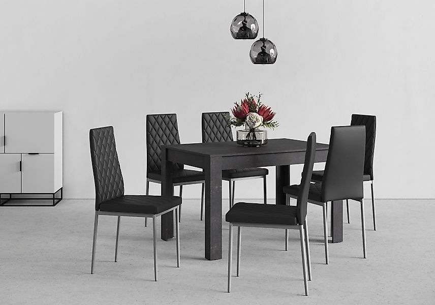 INOSIGN Essgruppe Set, 5 Stk. tlg. 4 Stühle mit Tisch in schieferfarben, Br günstig online kaufen