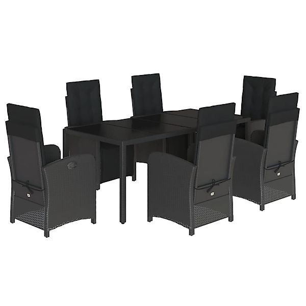 vidaXL 7-Tlg Garten-Essgruppe mit Kissen Schwarz Poly Rattan 3212460 günstig online kaufen