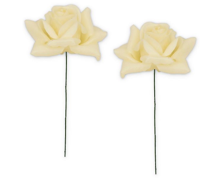 Kunstblume Wachsrosen mit Stiel als Kunstrosen Rosen-Blüten in creme-weiß R günstig online kaufen