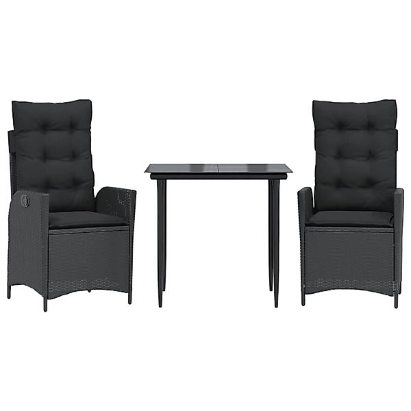 vidaXL 3-Tlg Garten-Essgruppe mit Kissen Schwarz Poly Rattan 3213174 günstig online kaufen