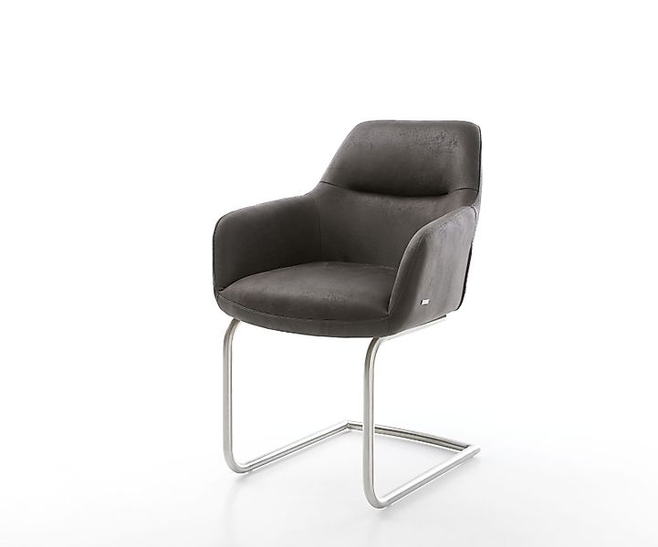 Freischwinger Pejo-Flex Mikrofaser Anthrazit Vintage Freischwinger rund Ede günstig online kaufen