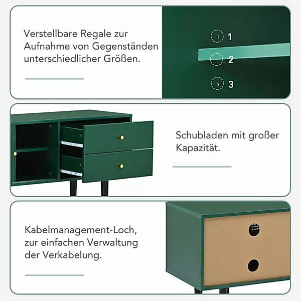 XDeer TV-Schrank Stilvoller TV-Ständer mit 2 Schubladen, 2 Rattan-Schiebetü günstig online kaufen