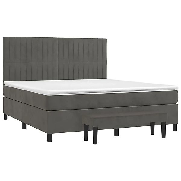 vidaXL Boxspringbett mit Matratze Dunkelgrau 180x200 cm Samt 3137978 günstig online kaufen