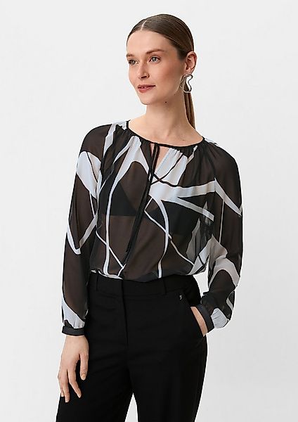 comma Langarmbluse Bluse Chiffonbluse mit Allovermuster günstig online kaufen