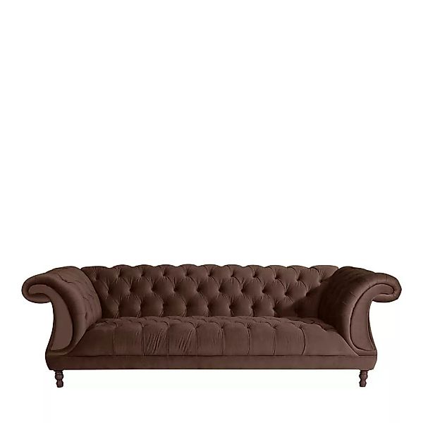 Braune Velours Dreisitzer Couch im Barockstil 253 cm breit günstig online kaufen