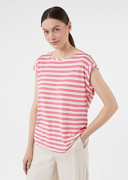 Comma Kurzarmshirt Gestreiftes T-Shirt aus Leinenmix im Relaxed Fit günstig online kaufen