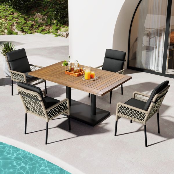 Flieks Gartenlounge-Set, 4-Sitzer Gartenmöbel Essgruppe Polyrattan günstig online kaufen