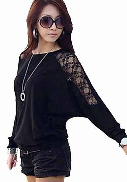 Mississhop Fledermauspullover Spitzenshirt Spitze Spitzen T-Shirt Bluse Shi günstig online kaufen