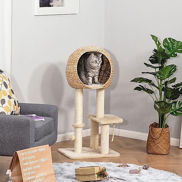 PawHut Kratzbaum mit Katzenhöhle 100H cm Katzennest für kleine Katzen mit B günstig online kaufen