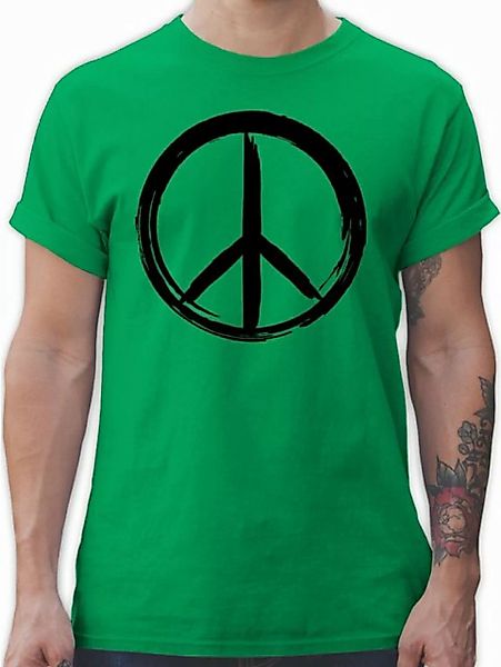 Shirtracer T-Shirt Peace Zeichen Pinsel Optik - schwarz Sprüche Statement günstig online kaufen