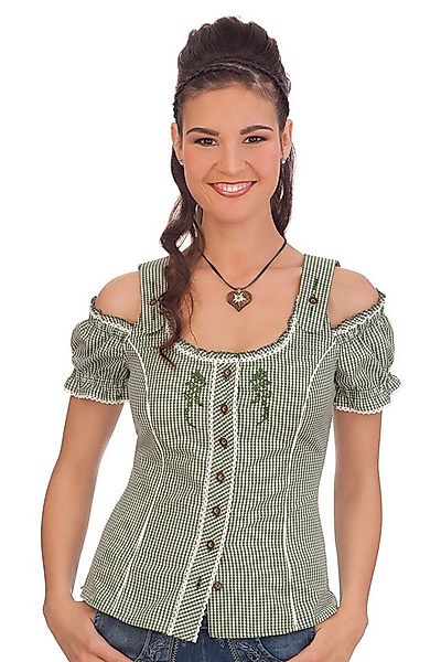 Spieth & Wensky Trachtenbluse Trachtenbluse - AKELEI - grün, pink günstig online kaufen