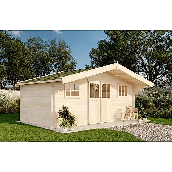 Alpholz Gartenhaus Winnipeg Satteldach 525 cm x 416 cm Natur günstig online kaufen