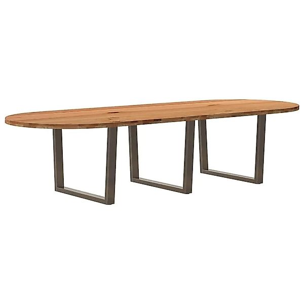 vidaXL Esstisch Hellbraun 320x120x74 cm Massivholz Eiche Oval 3328218 günstig online kaufen