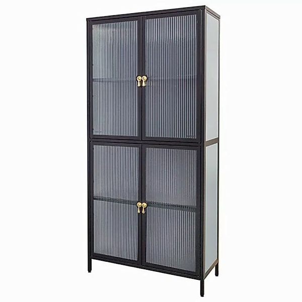 LebensWohnArt Mehrzweckschrank Moderner Vitrinen-Schrank TRIADO 180cm schwa günstig online kaufen