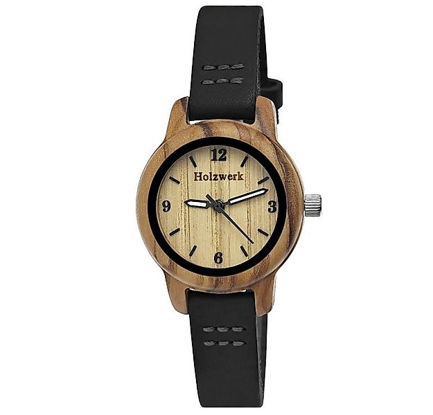 Holzwerk Quarzuhr kleine moderne Damen Holz & Leder Armband Uhr CLARA, Holz günstig online kaufen